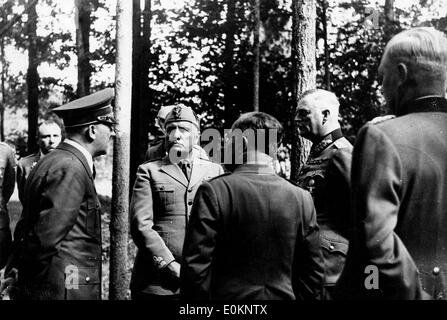 Diktator Benito Mussolini Treffen mit seinem Chef Nazi-Führer Adolf Hitler Stockfoto