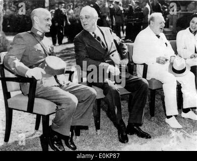 Präsident Roosevelt spricht mit Chiang Kai-Shek Stockfoto
