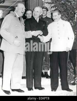 Präsident Harry S. Truman mit Sir Winston Churchill und Josef Stalin Marschall Stockfoto