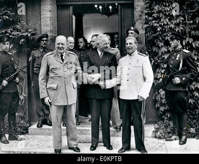 "Die großen drei" Sir Winston Churchill, Präsident Truman und Josef Stalin in Potsdam Stockfoto