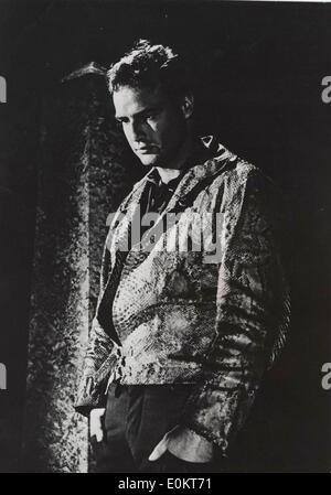 1. Januar 1950 - Hollywood, Kalifornien, USA - Datei Foto: um 1950. Legendäre Schauspieler MARLON BRANDO ist im Alter von 80 Jahren von unbekannten Ursachen in Los Angeles gestorben. Seine lange Karriere enthalten Filme wie "A Streetcar Named Desire,' 'Apocalypse Now' die x-rated"der letzte Tango in Paris"handeln und seine berühmt-berüchtigten"The Godfather"(Bild) Im Bild: Ort, legen Sie unbekannt. Stockfoto