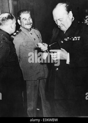 Sir Winston Churchill mit Joseph Stalin Stockfoto