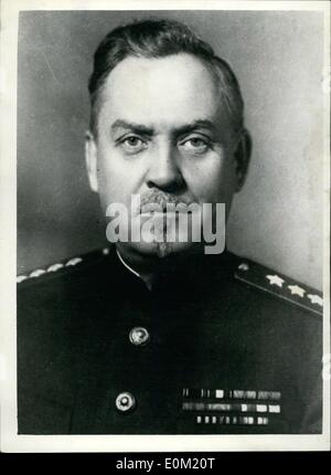 3. März 1953 - Bulganin ersetzt Marschall Vasilevsky als Kriegsminister in der sowjetischen Regierung Umbildung: Fotoshows N. Bulganin (57), die die Post als Kriegsminister von Marschall Vasilevsky in sowjetischen übernimmt Umbildung nach Stalins Tod. Stockfoto