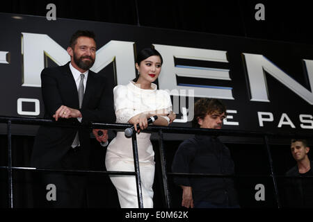 Hugh Jackman, Fan BingBing und Peter Dinklage auf der X-Men-premiere, Melbourne, 16. Mai 2014. Stockfoto