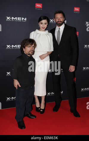 Hugh Jackman, Fan BingBing und Peter Dinklage auf der X-Men-premiere, Melbourne, 16. Mai 2014. Stockfoto