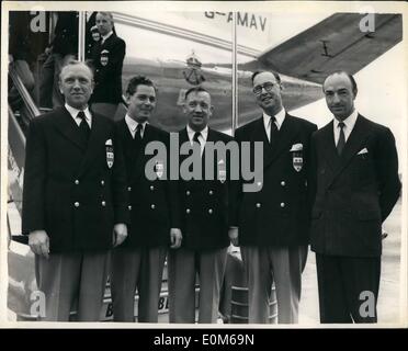 Sept. 09, 1953 - B.E.A Noch in der Luftrennen. Herr Peter Masefield, Chief Executive der British European Airways, sagte heute, dass sie Eintrag vom nächsten Woche Trans World Air Race Anfang dieses Jahres zog sich zurück, sondern nach obersten Ebene spricht sie als ein Vickers Viscount Verkehrsflugzeug neu eingegeben. Die Vickers Viscount R.M.A Endeavour das Gas turbiniert angetriebene Verkehrsflugzeug ist nun bereit für den Wettbewerb, die längsten und schwersten jemals geplant Stockfoto