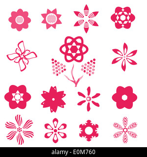 Abbildung mit abstrakten rosa Blumen auf weißem Hintergrund für Ihr design Stockfoto