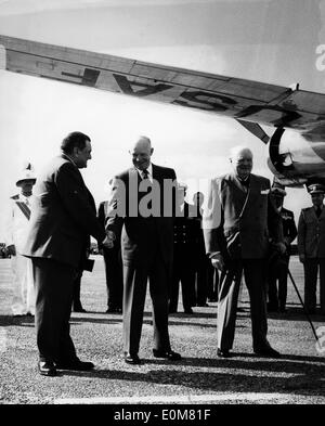 Präsident Eisenhower kommt auf "Columbine" Stockfoto