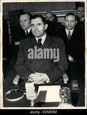 2. Februar 1955 - Five Nations sprechen über Arme schneidet Herr Gromyko Russlands: die fünf Nationen Rüstung Gespräche eröffnet heute Nachmittag im Lancaster House. Das Foto zeigt Herrn Andrei Gromyko der UdSSR - heute Nachmittag auf der Konferenz zu sehen. Stockfoto