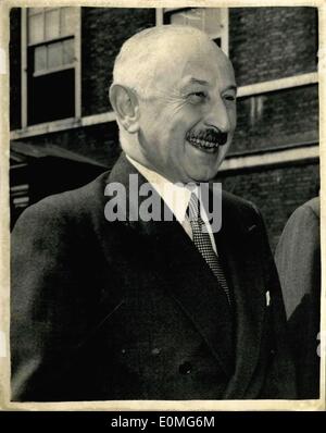 14. April 1955 - Zeitung Strike - Treffen des Ministers für Arbeit: Vertreter des Verbandes die Zeitungen Eigentümer Stockfoto