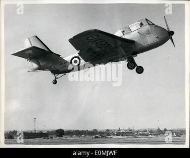 Sept. 09, 1955 - Farnborough Flugschau. Eine Generalprobe fand heute der Gesellschaft der britischen Flugzeugen Konstrukteurs Flying Display und Ausstellung - die größte Luft zeigt der Welt - in Farnborough. Keystone-Fotoshows:-Blick auf das SB.6 Meer neue (ein Armstrong Siddeley Mamba Turboprob Motor - eine leichte Anti-u-Boot-Flugzeug - gesehen auf der Flucht in Farnborough) Stockfoto