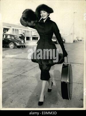 11. November 1955 - American Sen Star ankommt, Arlene Dahl am Flughafen London: US-amerikanische Schauspielerin Arlena Dahl zu den Ankünften gehörte Stockfoto