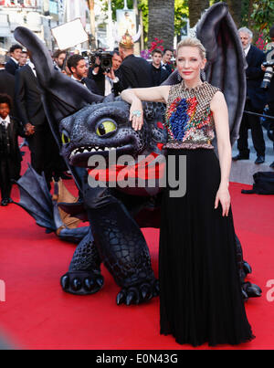 CATE BLANCHETT ZAHNLOS WIE TO TRAIN YOUR DRAGON 2. PREMIERE 67. CANNES FILM FESTIVAL CANNES Frankreich 16. Mai 2014 Stockfoto