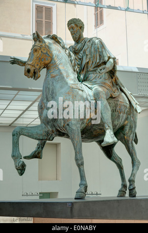 Reiterstatue des Marcus Aurelius, Kapitolinische Museen, Rom, Italien Stockfoto