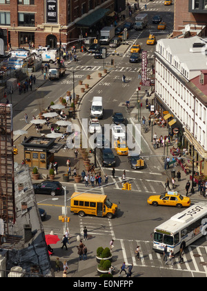 Draufsicht der New Yorker Street von Hotel Gansevoort Stockfoto