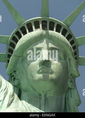 Nahaufnahme des Gesichts von der Statue of Liberty Stockfoto