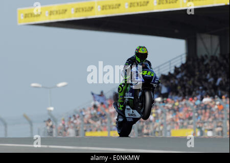 Le Mans, Frankreich. 17. Mai 2014. Valentino Rossi (Movistar Yamaha Team) bei den Qualifyings am Bugatti Circuit in Le Stockfoto