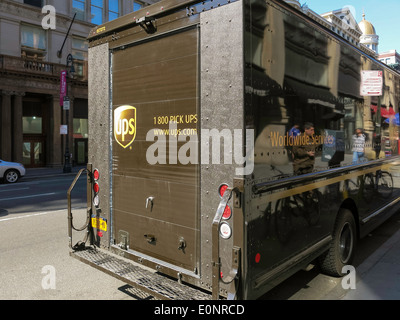 UPS-Lieferwagen geparkt, Manhattan, NYC, USA Stockfoto