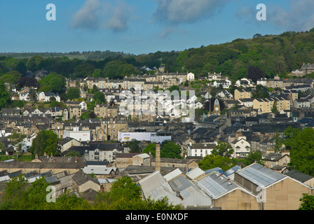 Erhöhten Blick über Stadt Kendal, Cumbria, England UK Stockfoto