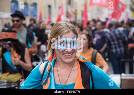 Rom, 17. Mai 2014. Demonstration in Rom gegen Sparkurs und Privatisierung öffentlicher Güter Credit: Francesco Gustincich/Alamy Live News Stockfoto