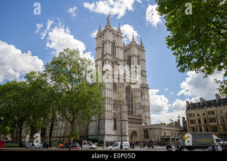 Westminster Abbey in London. Die Abtei Westfassade. Stockfoto