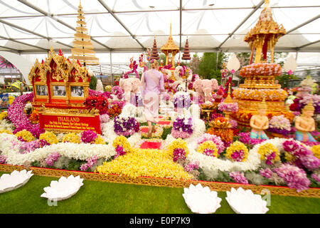 London UK. 18. Mai 2014.  Die Thai Pavillon bei der 101. Chelsea Flower Show. Die renommierten Gärtnerei Show bietet Hunderte von Ständen und Ausstellung Gärten und für das Publikum am 20. Mai geöffnet Credit: Amer Ghazzal/Alamy Live-Nachrichten Stockfoto