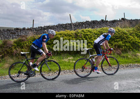 Yorkshire Dales National Park, Großbritannien. 18. Mai 2014. Die Etape du Dales ist eine radsportveranstaltung jedes Jahr im Mai statt, die in den Yorkshire Dales in Großbritannien. Es ist, als eine der beliebtesten und herausfordernde sportives in Großbritannien geordnet und ist als einer der Top ten Fahrten in Großbritannien. 2010, Malcolm Elliott eine Kursaufzeichnung von 5h, 43m, 24s. Stockfoto