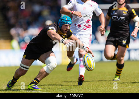 High Wycombe, England. 18. Mai 2014. James HASKELL von London Wasps in Aktion während der ersten Etappe der Europäischen Rugby Champions Cup Play Off Spiel zwischen London Wasps und Stade Francais Paris im Adams Park. Bildnachweis: Aktion Plus Sport/Alamy Live-Nachrichten Stockfoto