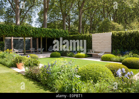 London, Großbritannien. 18. Mai 2014. RHS Chelsea Flower Show 2014 er Telegraph Garden Designer Tommaso Del Buono & Paul Gazerwitz Sponsoren der Fernschreiber Credit: ein Garten/Alamy leben Nachrichten Stockfoto