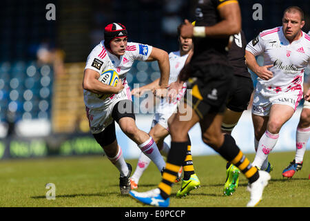 High Wycombe, England. 18. Mai 2014. Olivier PANIS von Stade Francais in Aktion während der ersten Etappe der Europäischen Rugby Champions Cup Play Off Spiel zwischen London Wasps und Stade Francais Paris im Adams Park. Bildnachweis: Aktion Plus Sport/Alamy Live-Nachrichten Stockfoto