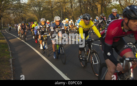 Radrennen sind regelmäßig am frühen Morgen Ereignisse im Prospect Park in Brooklyn, New York. Stockfoto