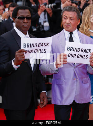 WESLEY SNIPES SYLVESTER STALLONE DIE HOMESMAN. UA. 67. CANNES FILM-FESTIVAL CANNES Frankreich 18. Mai 2014 Stockfoto