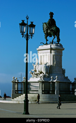 Bronze-Statue von König José 1 eleganten riverside Square Praco Comercio Lissabon Portugal Westeuropa Stockfoto