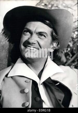 6. Juni 1959 - Jean Marais In seinem neuen Film: Le Bossu (The Rump unterstützt Mna): der berühmte französische französischen Schauspieler Jean Marais ist Co-starring mit charmanten deutschen Schauspielerin, Sabrina Selman in Andre Hunebelles neuen Film "Le Bossu'' - ist er spielt die Rolle des Chevalier De Lagardère. Foto zeigt Jean Marais in einer Szene von der film.c Stockfoto