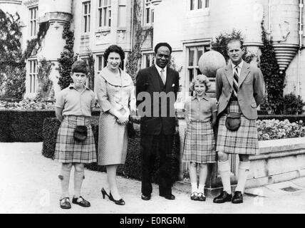 Kwame Nkrumah besucht, Königin Elizabeth II und Familie Stockfoto