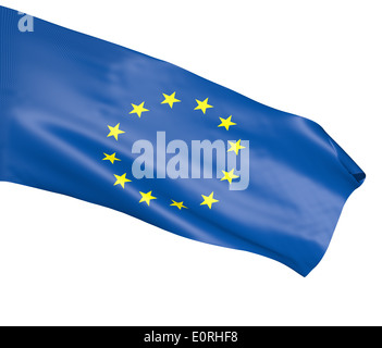 Flagge der Europäischen Union auf weißem Hintergrund Stockfoto