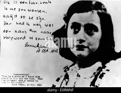 Auszug aus Anne Franks Tagebuch Stockfoto