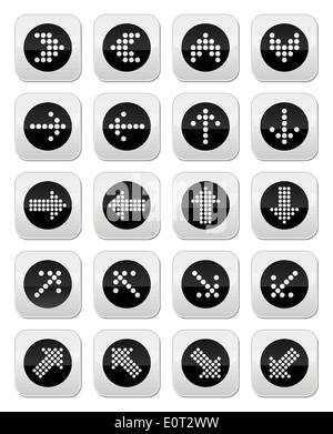 Gepunktete Pfeile Runde Icons Set isoliert auf weiss Stock Vektor