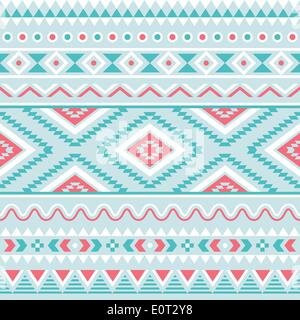 Stammes-Musterdesign, aztekische blau und rosa Hintergrund Stock Vektor