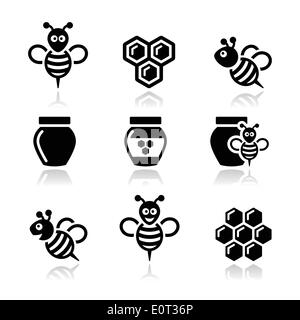 Biene und Honig Vektor-Icons set Stock Vektor