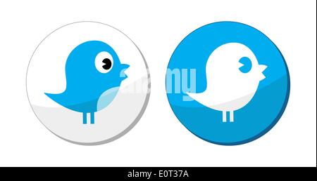 Social-Media-blauer Vogel Vektor Etiketten Stock Vektor