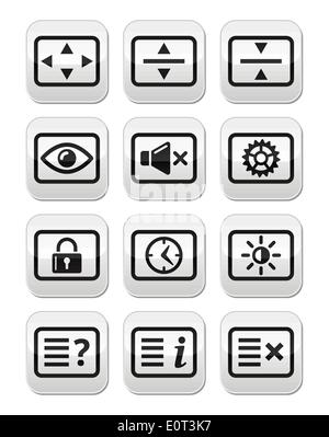 Computer tv Monitor Bildschirmtasten Vektor festgelegt Stock Vektor