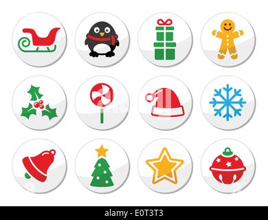 Weihnachten Vektor Runde Icons set Stock Vektor