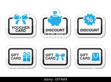 Gutschein, Geschenk, Rabatt Karte Vektor-Icons set Stock Vektor