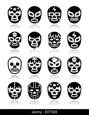 Lucha Libre mexikanische Wrestling Masken Symbole Stock Vektor