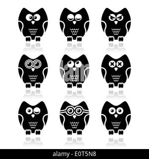 Eule-Cartoon-Charakter-Vektor-Icons set Stock Vektor