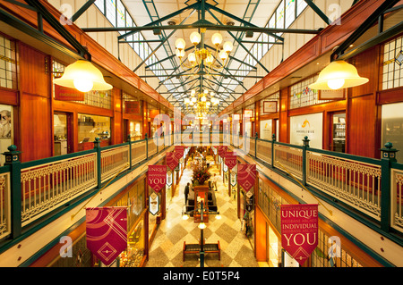 Blick ins Queen Street Arcade in Brisbane. Stockfoto