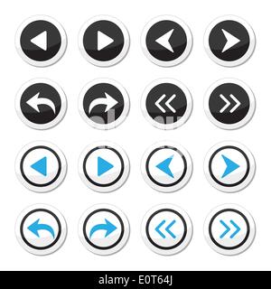 Nächsten, vorherigen Pfeile Runde Icons set Stock Vektor
