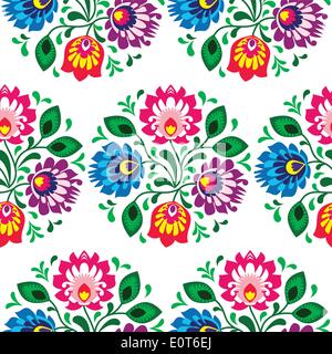 Nahtlose traditionelle Blumenmuster aus Polen auf weißem Hintergrund Stock Vektor