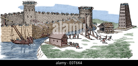 Gallischen Krieg (58-50 v. Chr.) Oppugnatio. Caesar Gallischen Krieg, 1899. Gravur. Spätere Färbung. Stockfoto
